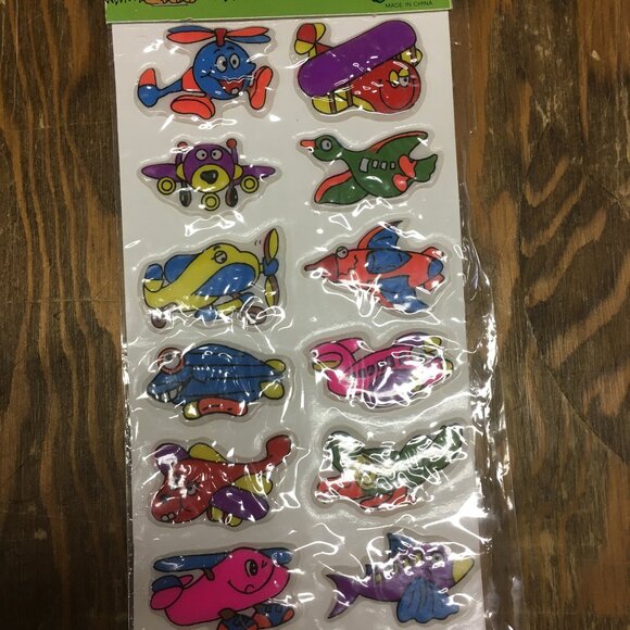 Vintage puffy stickers lot still in original packages cute animals airplanes - Picture 3 of 6